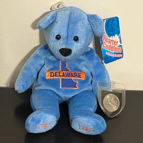 1999 Vintage Mary Meyer DELAWARE Bear Quarter Cuddler with State Quarter - Picture 1 of 5